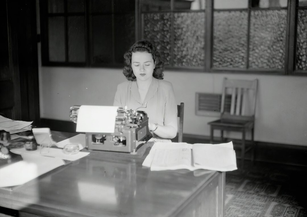 mystery writer at desk